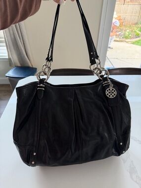 Coach Alexandra black leather tote bag